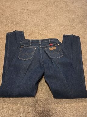 Vintage 90s Wrangler Womens Classic Dark Blue Jeans High Rise Long Length
